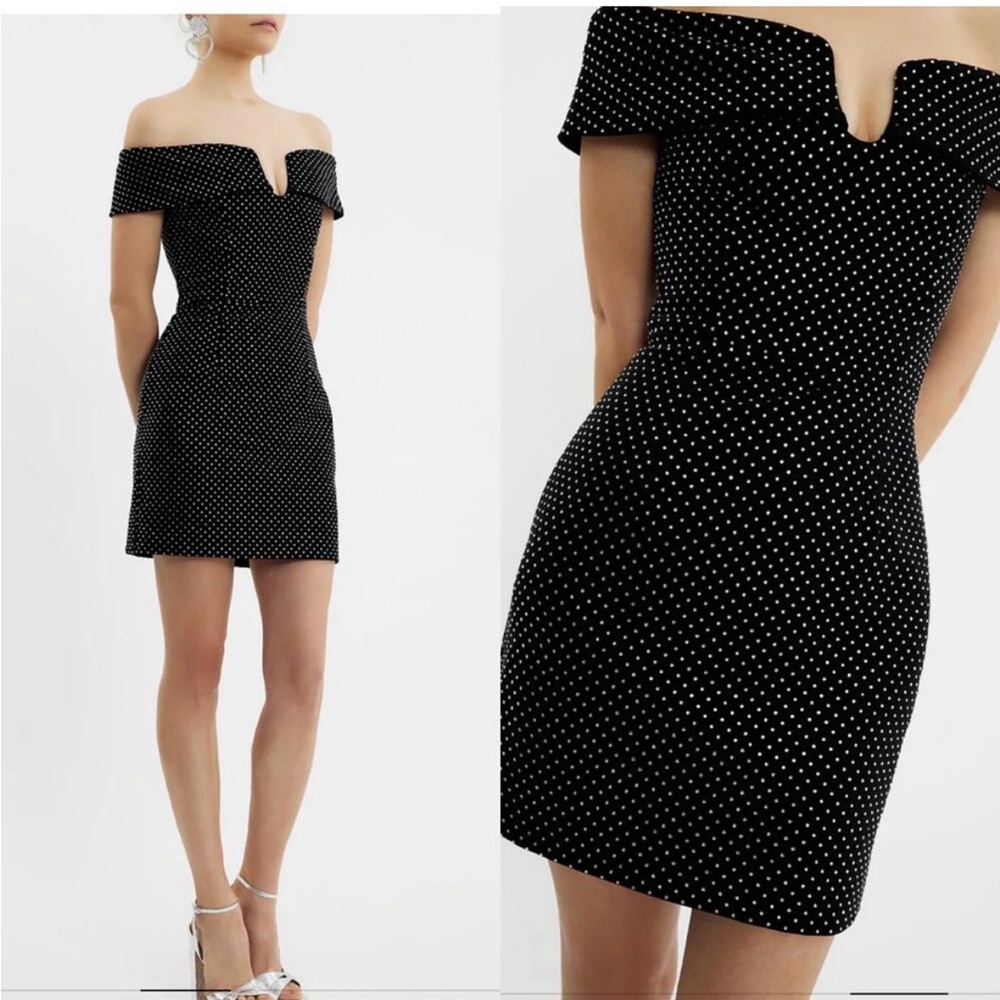 Rebecca Vallance Black and White Strapless Dress
